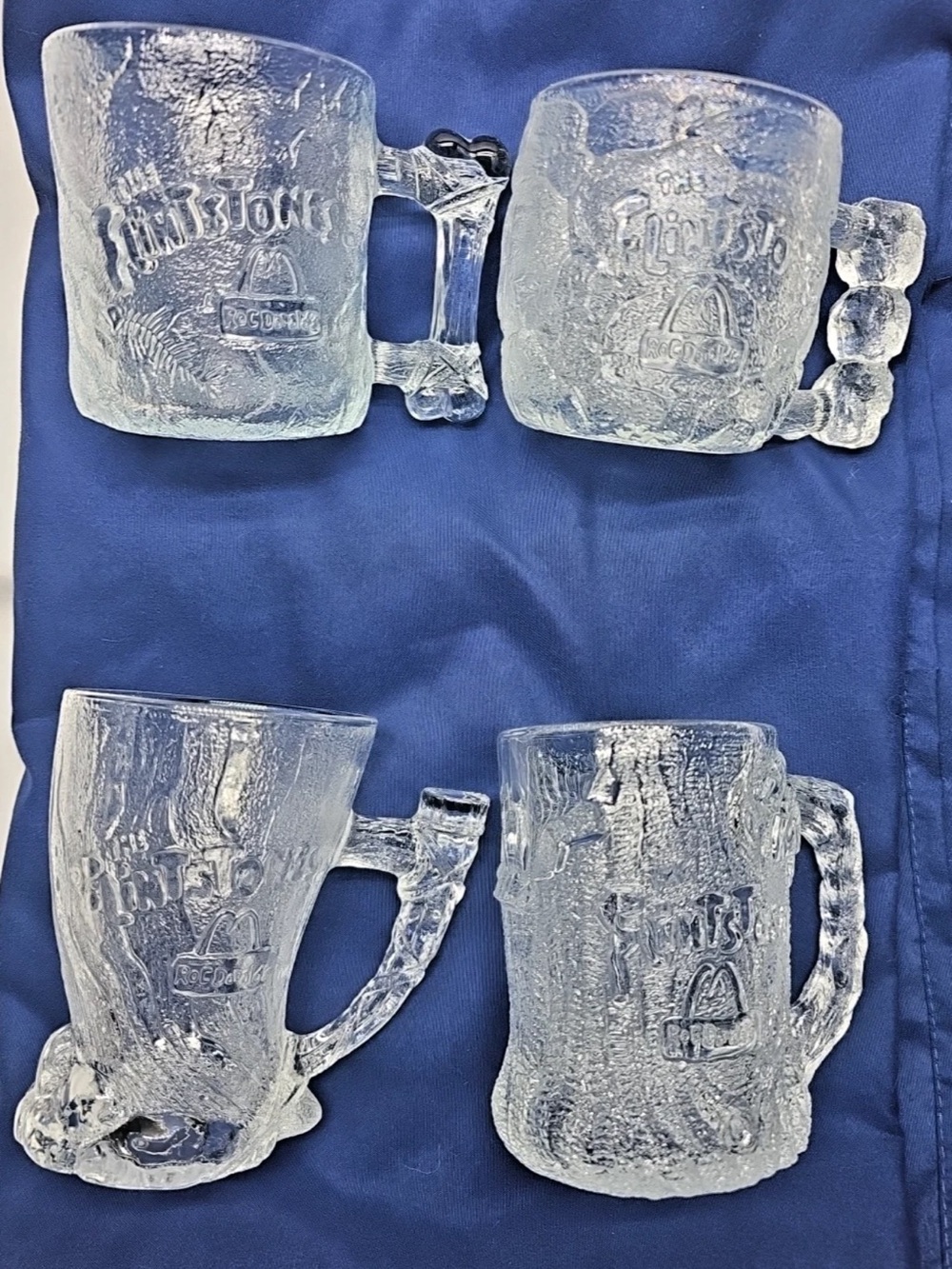 Vintage 1993 McDonald’s Flintstones Glass Mugs Cups. Complete Set 4.